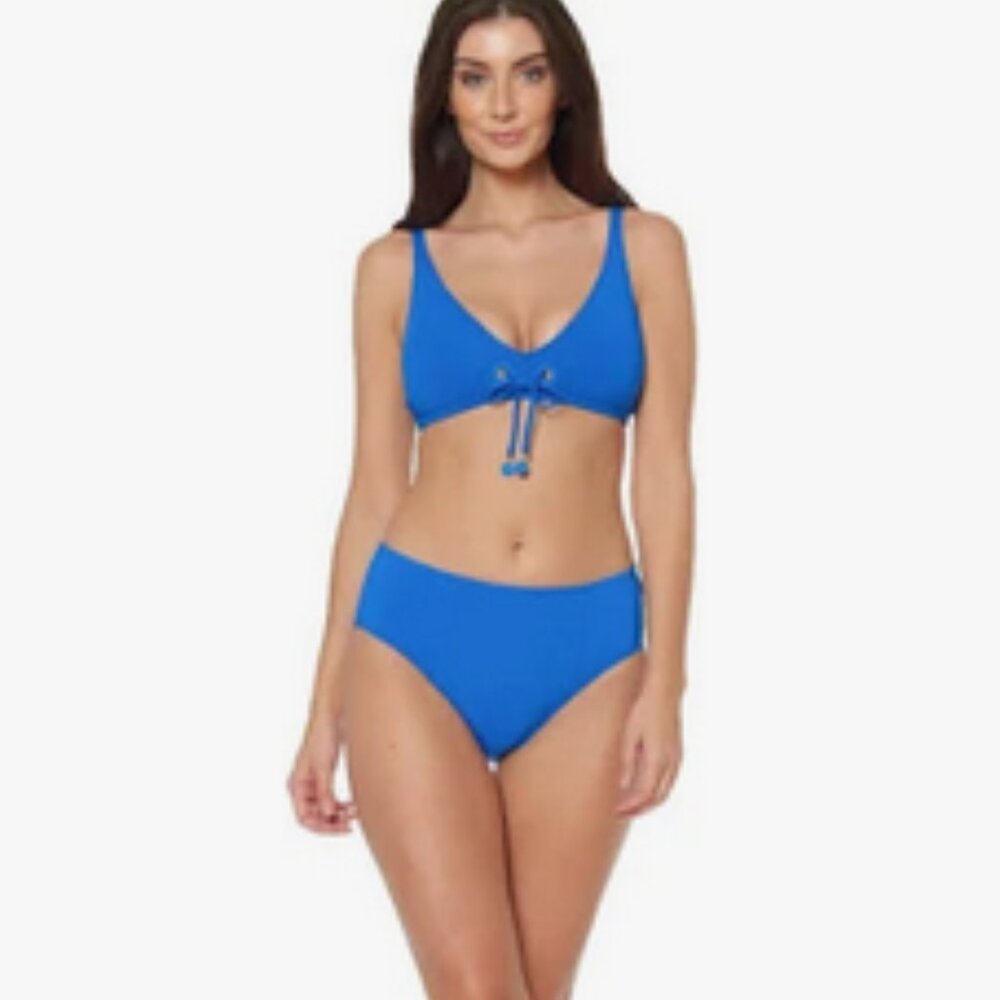 Bleu Rod Beattie Knot-Front Bikini Swim Top Separate Aruba Blue